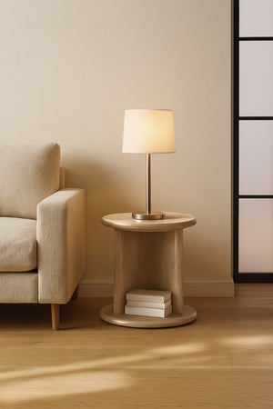 Alpine Furniture Gabrielle End Table With Open Shelf, Light Oak Veneer, Solid Rubberwood, Matte Finish, 20" Square 4225-62