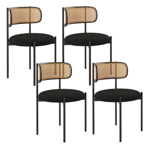 English Elm Modern Upholstered Dining Chairs Set Of 2 - Stylish Rattan Back Accent Seating For Any Space T3623P371955