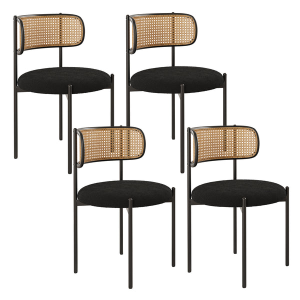 English Elm Modern Upholstered Dining Chairs Set Of 2 - Stylish Rattan Back Accent Seating For Any Space T3623P371955