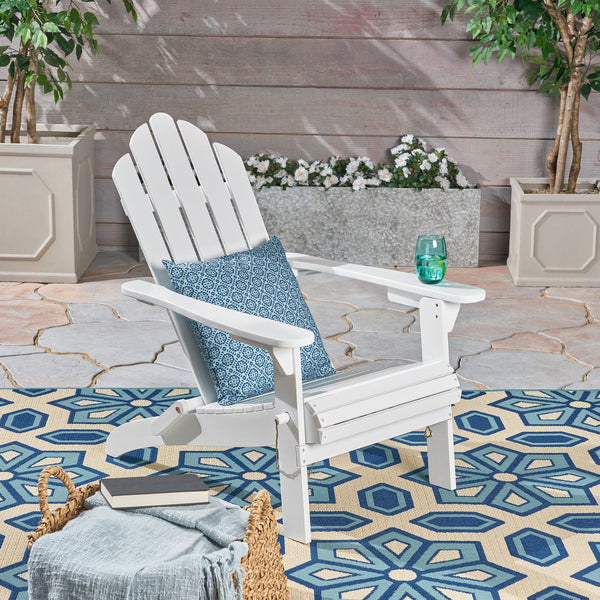 English Elm Christopher Knight Home® - HOLLYWOOD Acacia Wood Foldable Adirondack Chair for Patio & Poolside — Weather-Resistant, Classic Comfort White 39.25 L x 24.5 W x 7.75 H 62399.00WHI