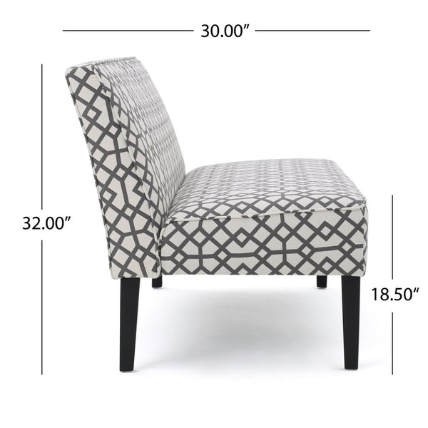 English Elm 50'' Geometric Gray Polyester Loveseat with Matte Black Legs for Modern Living N771P376540S