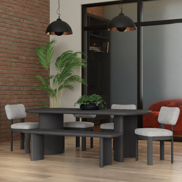 Alpine Furniture Gabrielle Solid Rubberwood Side Chairs Set Of 2 With Plush Polyester Seats And Curved Ergonomic Backs Black 4225BLK-02