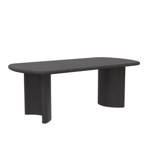Alpine Furniture Gabrielle Sculptural Dining Table With Curved Base And Rounded Apron Seats 6, Oak Grain Finish Black 4225BLK-01