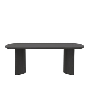 Alpine Furniture Gabrielle Sculptural Dining Table With Curved Base And Rounded Apron Seats 6, Oak Grain Finish Black 4225BLK-01