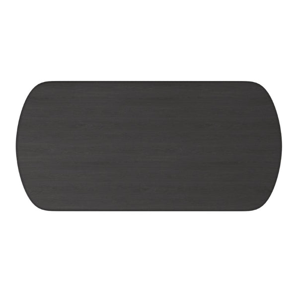 Alpine Furniture Gabrielle Sculptural Dining Table With Curved Base And Rounded Apron Seats 6, Oak Grain Finish Black 4225BLK-01