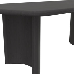 Alpine Furniture Gabrielle Sculptural Dining Table With Curved Base And Rounded Apron Seats 6, Oak Grain Finish Black 4225BLK-01