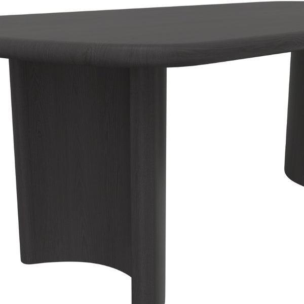 Alpine Furniture Gabrielle Sculptural Dining Table With Curved Base And Rounded Apron Seats 6, Oak Grain Finish Black 4225BLK-01