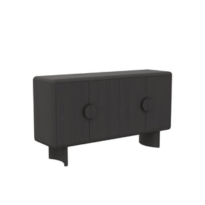 Alpine Furniture Gabrielle Scandinavian Sideboard With Spacious Cabinets, Solid Rubberwood & Oak Veneer For Durable Style Black 4225BLK-06