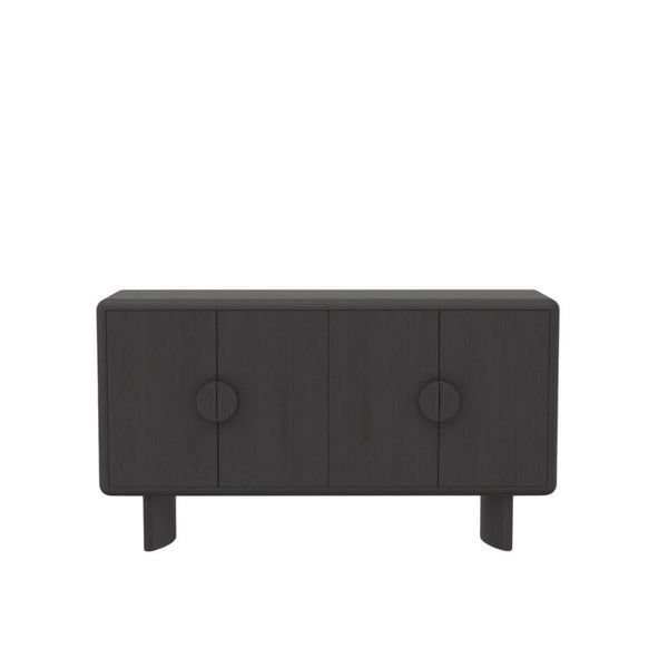 Alpine Furniture Gabrielle Scandinavian Sideboard With Spacious Cabinets, Solid Rubberwood & Oak Veneer For Durable Style Black 4225BLK-06