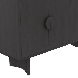 Alpine Furniture Gabrielle Scandinavian Sideboard With Spacious Cabinets, Solid Rubberwood & Oak Veneer For Durable Style Black 4225BLK-06