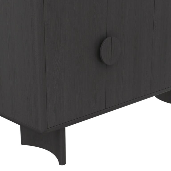 Alpine Furniture Gabrielle Scandinavian Sideboard With Spacious Cabinets, Solid Rubberwood & Oak Veneer For Durable Style Black 4225BLK-06