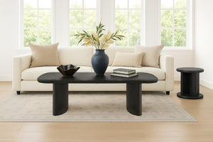 Alpine Furniture Gabrielle End Table With Open Base Shelf, Rubberwood Oak Veneer, Matte Black Finish, Fully Assembled 4225BLK-62