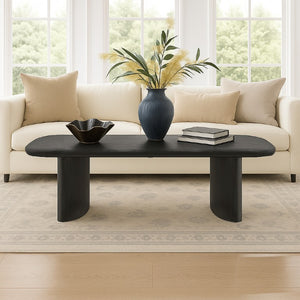 Alpine Furniture Gabrielle Sculptural Coffee Table 50"L X 30"W X 17"H — Black Or Light Oak, Curved-Leg Design, Durable Elegance 4225BLK-61