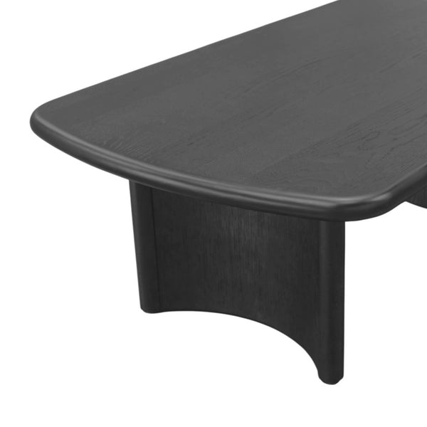 Alpine Furniture Gabrielle Sculptural Coffee Table 50"L X 30"W X 17"H — Black Or Light Oak, Curved-Leg Design, Durable Elegance 4225BLK-61