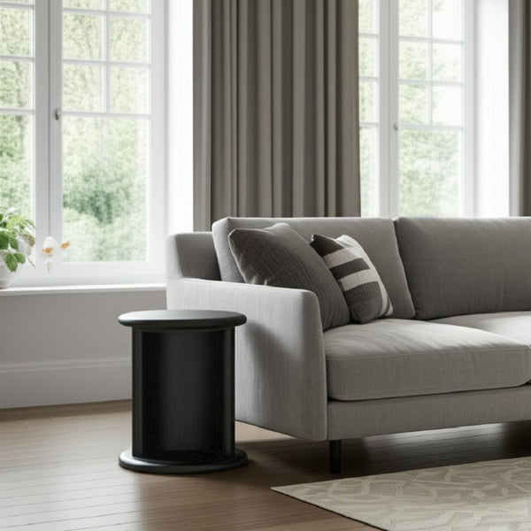 Alpine Furniture Gabrielle End Table With Open Base Shelf, Rubberwood Oak Veneer, Matte Black Finish, Fully Assembled 4225BLK-62