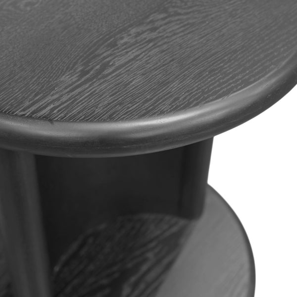 Alpine Furniture Gabrielle End Table With Open Base Shelf, Rubberwood Oak Veneer, Matte Black Finish, Fully Assembled 4225BLK-62