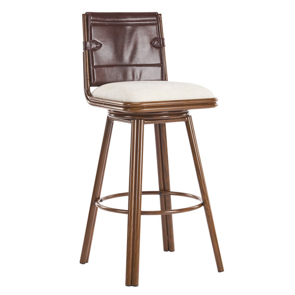 English Elm Christopher Knight Home® - Sibyl Upholstered Bar Stool Set of 2 – Walnut Metal Frame, Cloud-Soft Beige Seat, Durable Faux Leather Backrest N775P340827B