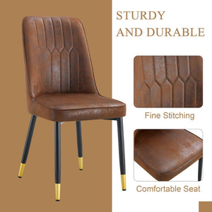 English Elm Table And Chair Set - Modern 67" Wood-Textured Mdf Dining Table With 4 Cozy Brown Suede Chairs W1151S01949-GIGA