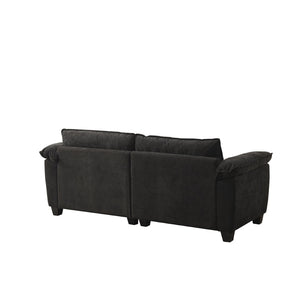 English Elm Living Room Chenille Loveseat with Pocket Coil Cushions and Washable Covers Seats Two Black W1097S00238