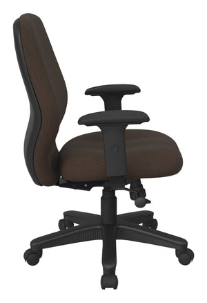 OSP Home Furnishings Mid Back Ergonomic Managers Chair with Synchro Tilt Lumbar Support and Padded Arms Cocoa 3121-K011