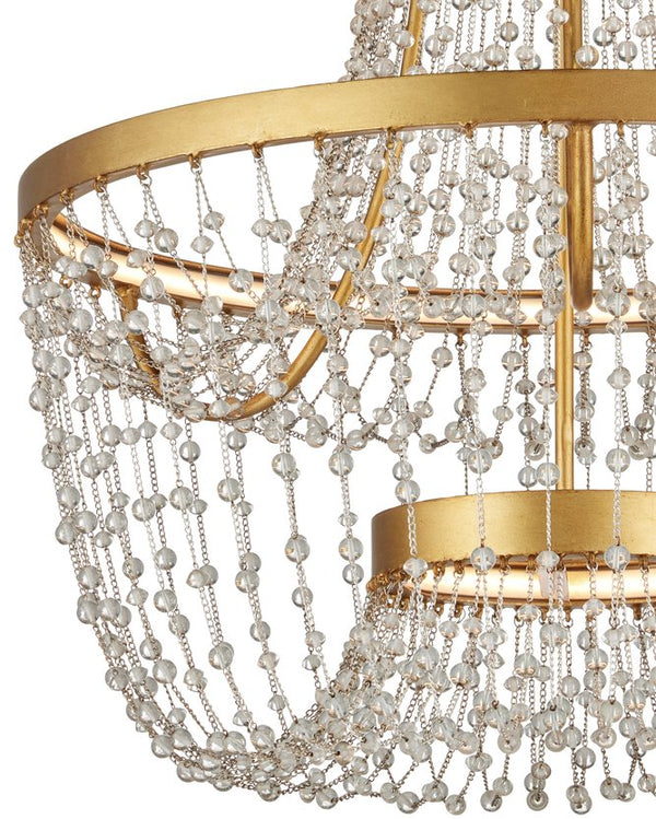 Currey & Company Mademoiselle Medium Chandelier - Elegant Glass Bead Design In Gold Leaf Finish For Stunning Ambiance Gold Glass Beads ,Wrought Iron 9000-1327-currey-company