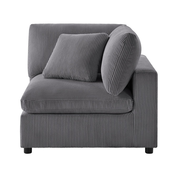 English Elm Chelsea Corner Wedge Chair - Modern Charcoal Corduroy With Plush Comfort & Removable Covers B050P404286