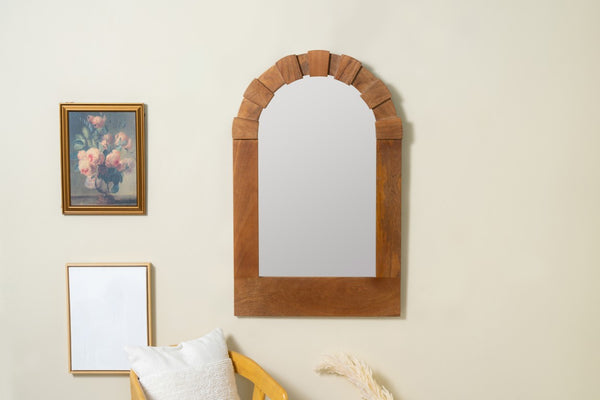 Cooper Classics Penny Rectangular Wood Frame Wall Mirror Warm Walnut Tone for Modern Interiors 42277