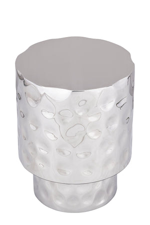 English Elm ET-90-30-16 Hand-Hammered Stainless Steel End Table in Silver — Modern Textured Accent, Copper/Gold Options Available B009P321120