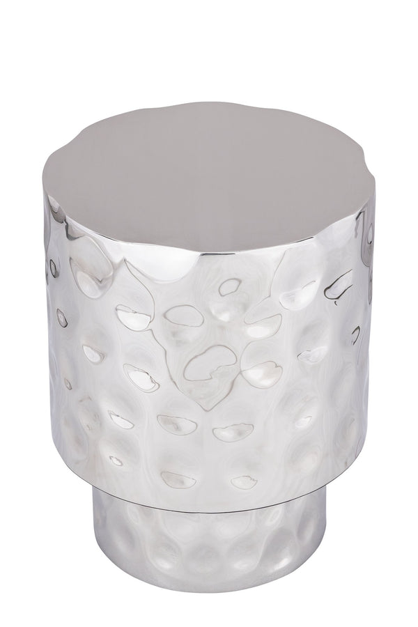 English Elm ET-90-30-16 Hand-Hammered Stainless Steel End Table in Silver — Modern Textured Accent, Copper/Gold Options Available B009P321120