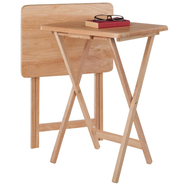 Winsome Wood Alex 2-piece Folding Snack Table Set - Versatile Solid Wood Design For Small Spaces & Easy Storage Natural Solid Wood 42290-winsome-wood