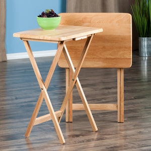 Winsome Wood Alex 2-piece Folding Snack Table Set - Versatile Solid Wood Design For Small Spaces & Easy Storage Natural Solid Wood 42290-winsome-wood