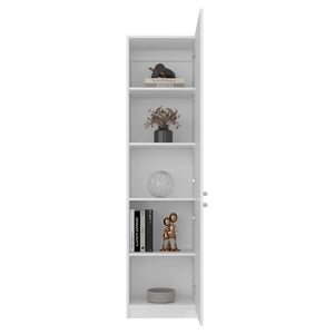 English Elm Sunflower Tall White Bookcase with Open Shelves and Enclosed Cabinet for Home Office B092P474492