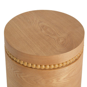 English Elm 15.35 Inch Dark Veneer Curved Tiered End Table for Modern Minimalist Living Rooms N772P412293N