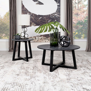English Elm Enlow Chic Black Round Marble-Like Smarttop Coffee Table - Modern Design, Durable & Low Maintenance B062P299966