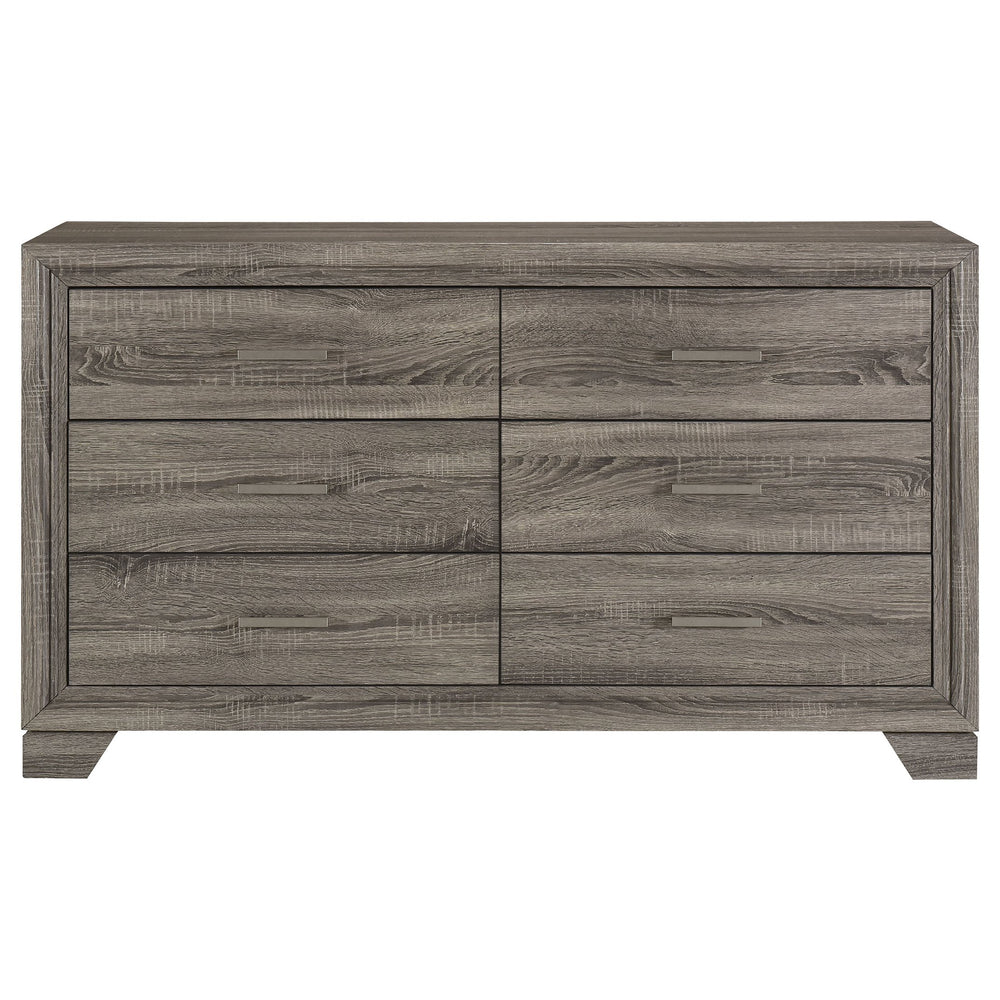 English Elm Funston Brown Oak 6-Drawer Dresser - Stylish Storage Solution For Modern Bedrooms & Decor Accents B062P375572
