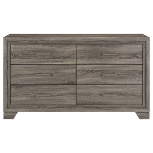 English Elm Funston Brown Oak 6-Drawer Dresser - Stylish Storage Solution For Modern Bedrooms & Decor Accents B062P375572