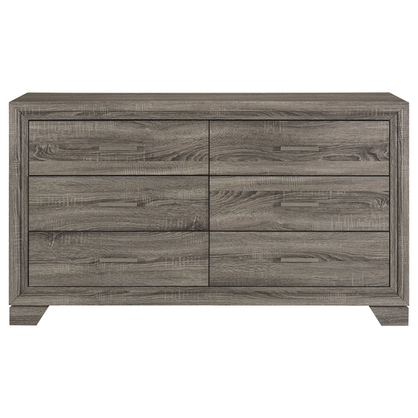 English Elm Funston Brown Oak 6-Drawer Dresser - Stylish Storage Solution For Modern Bedrooms & Decor Accents B062P375572
