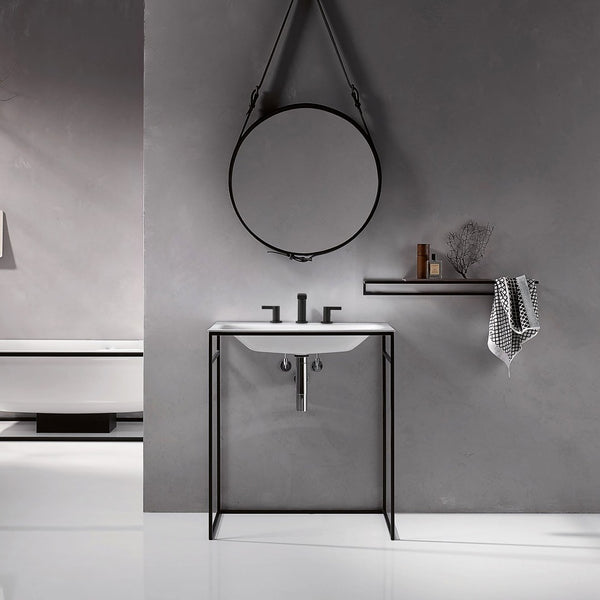 English Elm Bathroom Sink Faucet Two Handle Widespread Matte Black Finish with Supply Lines B2724P501258