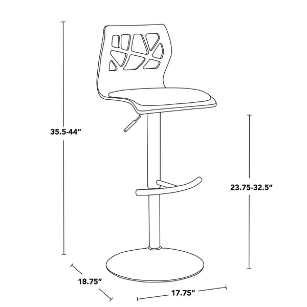 English Elm Adjustable Velvet Swivel Barstools with Chrome Base for Kitchen or Home Bar Set of 2 B202S01967