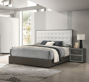 English Elm 1pc Twin Panel Bed Upholstered Button Tufted Headboard Modern Youth Bedroom Frame White B011S01356