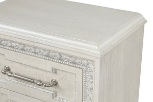 English Elm Traditional French Inspired Nightstand with Usb Charging Dovetail Drawers Creamy Finish B2741P435893