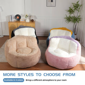 English Elm Oversized Multicolor Faux Fur Bean Bag Sofa – Cozy Lounger With Shredded Foam, No Assembly Needed! W3723P375714-GIGA