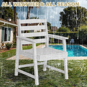 English Elm Single imitation wood grain outdoor dining chair with armrests, waterproof, UV-resistant comfort and durable support White T3898P371323