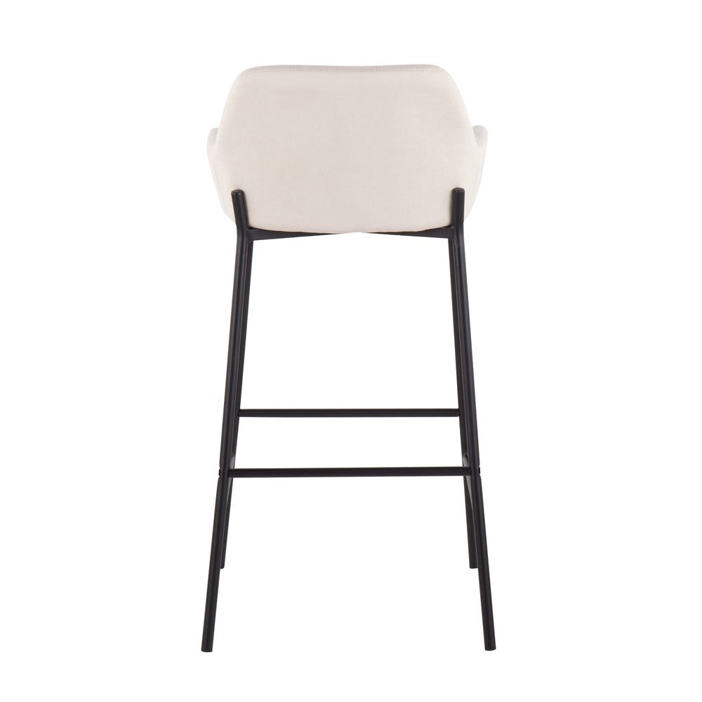 English Elm Daniella Industrial Bar Stool Set Of 2 - Black Metal Frame & Cream Upholstered Comfort For Home Bars B202S00534
