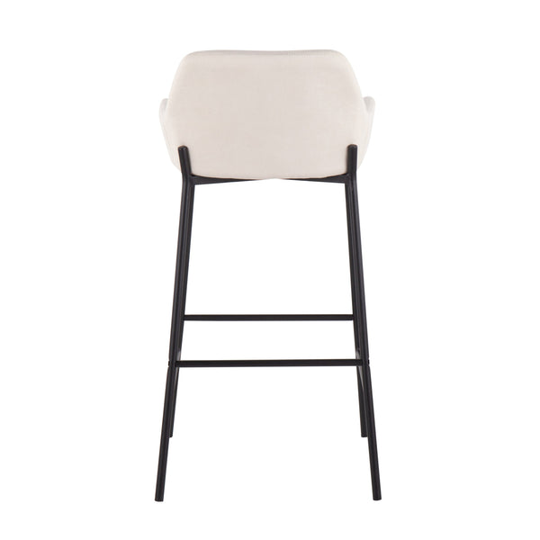 English Elm Daniella Industrial Bar Stool Set Of 2 - Black Metal Frame & Cream Upholstered Comfort For Home Bars B202S00534
