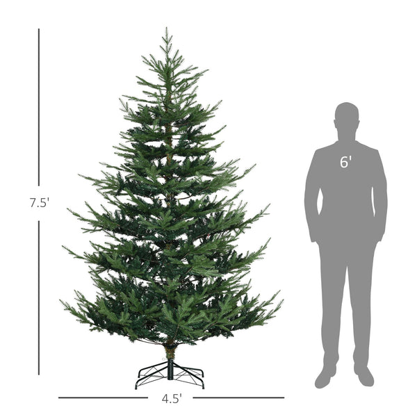 English Elm Homcom 7.5 Foot Artificial Christmas Tree - Lifelike Pine With 1218 Branches & Easy Auto Open Design W2225P229252