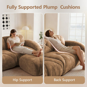 English Elm U-shaped Modular Cloud Sofa Tufted Velvet High Density Foam for Home Theater Lounge W714S01599