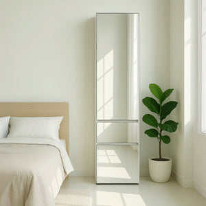 English Elm Elise Slim Modular Wood Closet Cabinet with Mirror — Tall White Melamine Organizer, Durable, Easy Assembly, Ample Storage B040P311967