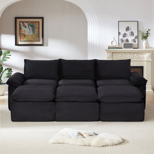 English Elm Modern Corduroy Cloud Sofa - Stylish Modular Design For Comfortable Living Rooms, Offices & Apartments W3396S00023