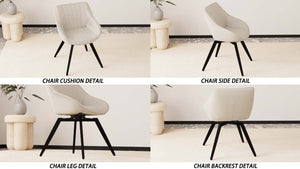 English Elm A set of 4 dining chairs featuring ergonomic PU upholstery, sturdy black metal legs and modern flair Black White W2189S00744